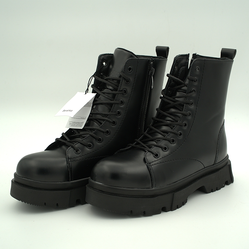 بوت مردانه بنددار بلند مشکی Bershka