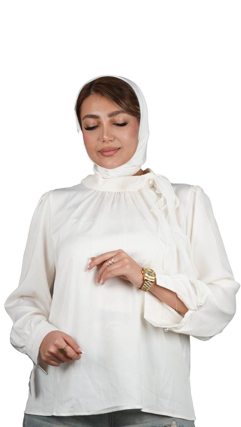 شومیز مجلسی ساتن زنانه یقه گره‌دار