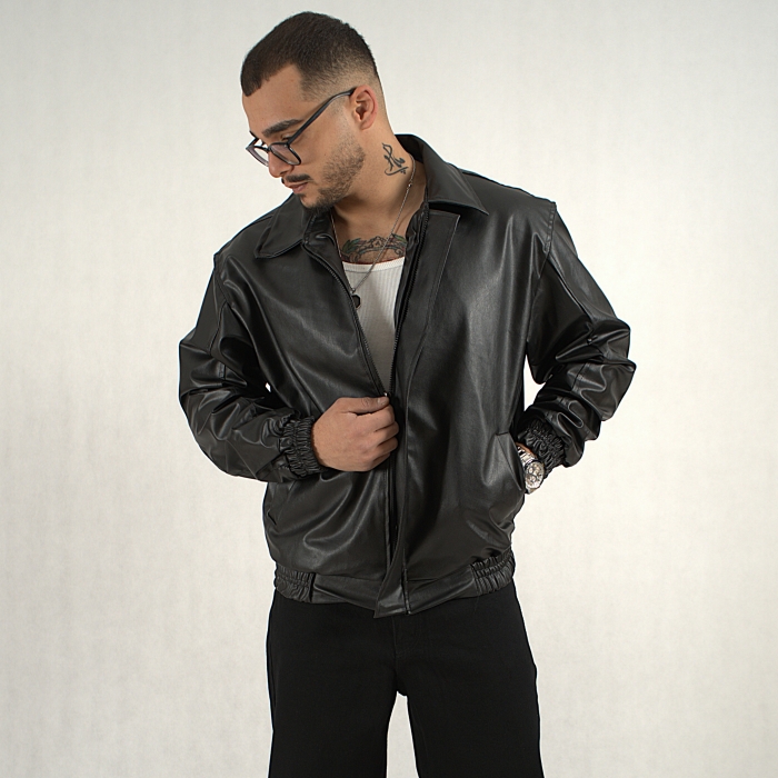 کت چرمی کلاسیک مشکی مات