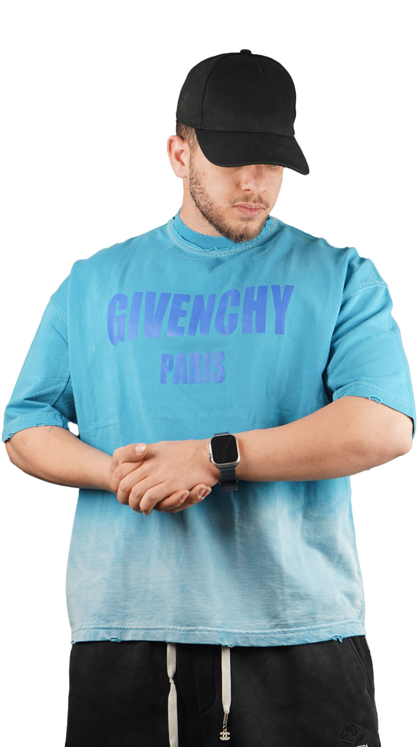 تیشرت اورسایز مردانه با چاپ تایپوگرافی GIVENCHY PARIS
