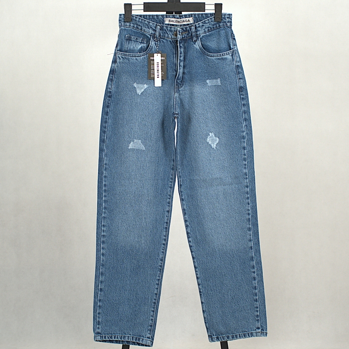شلوار جین نیم بگ آبی کم زاپ(بالنسیاگا)