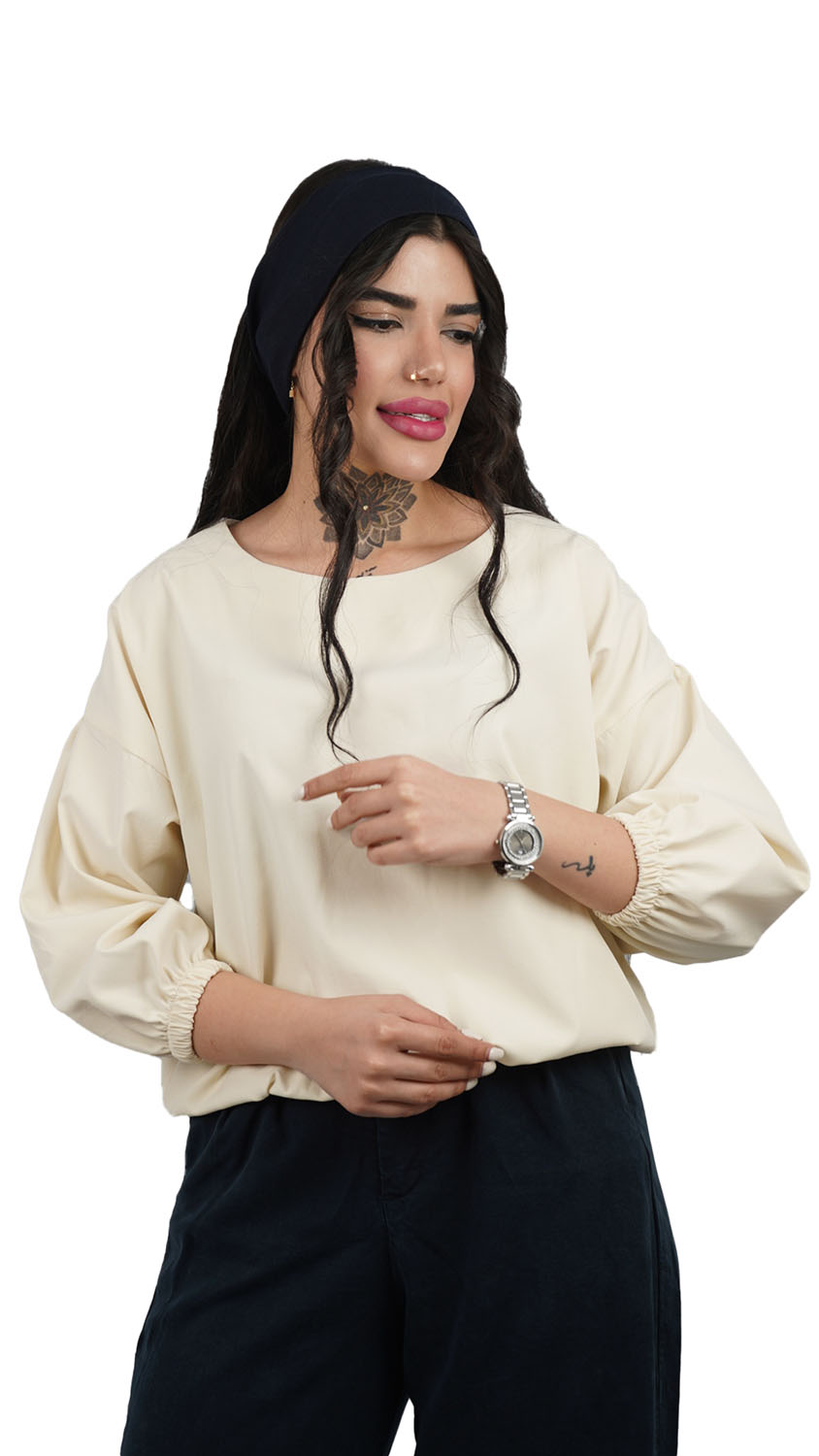 بلوز زنانه آستین بلند کش‌دار (مدل بلوزون) یقه گرد