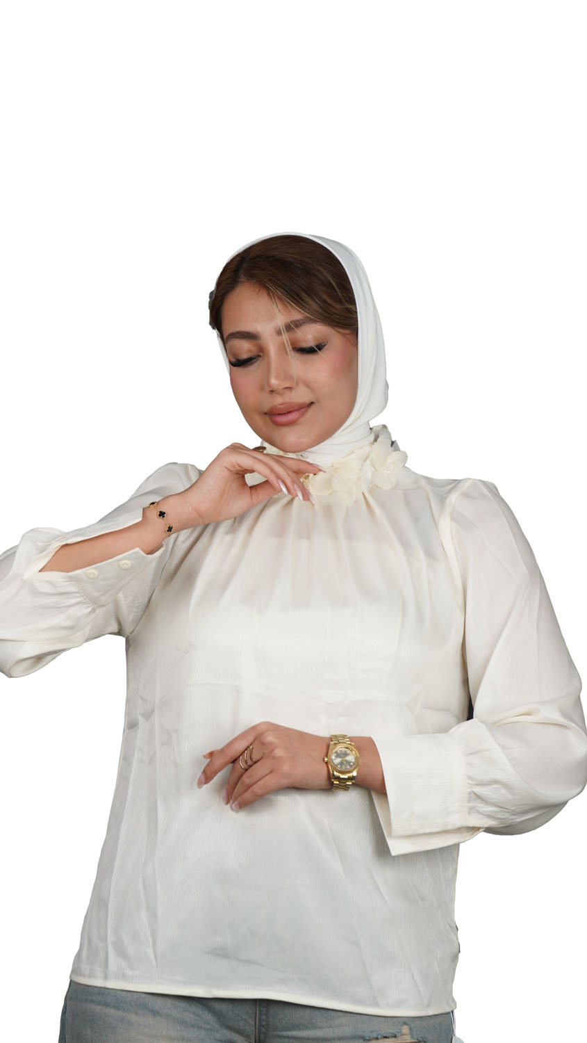 شومیز مجلسی ساتن یقه گل دار