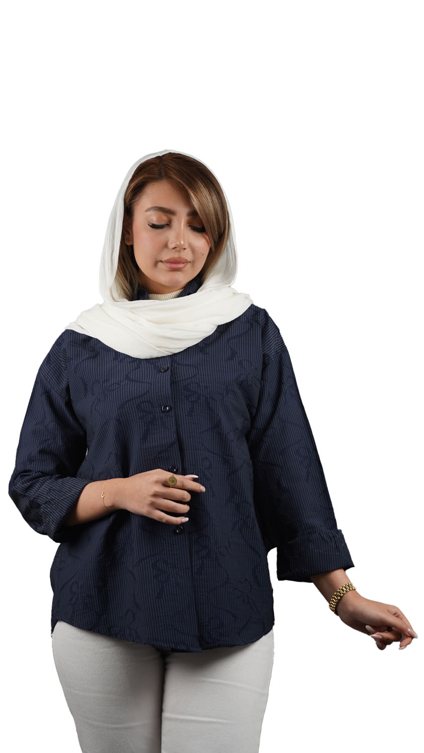 شومیز راه‌راه زنانه با طرح پاپیون