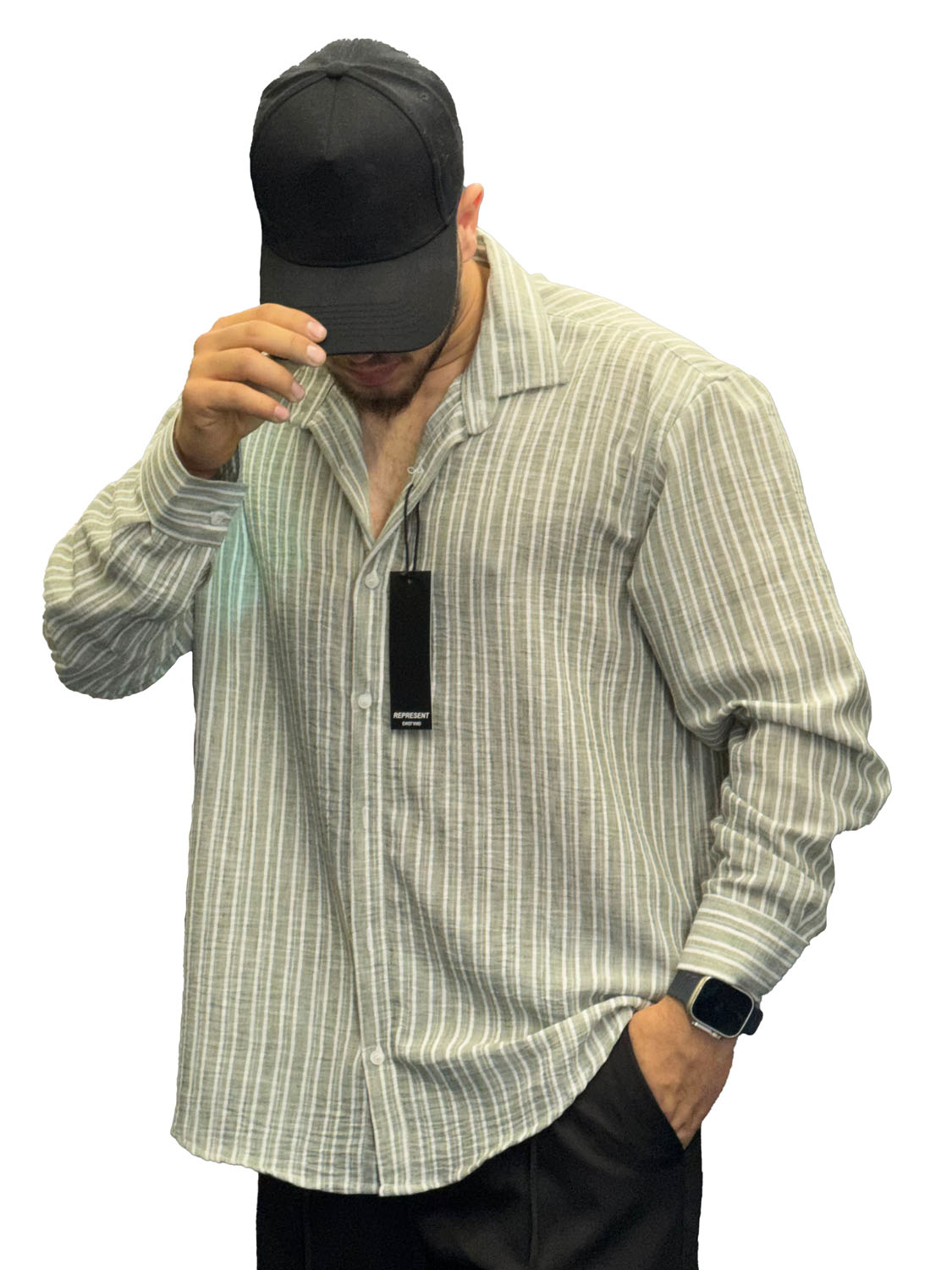 پیراهن لینن راه راه